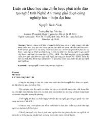 Luận cứ khoa học của chiến lược phát triển đào tạo nghề tỉnh Nghệ An trong giai đoạn công nghiệp hóa – hiện đại hóa