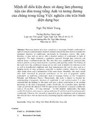 Mệnh đề điều kiện được sử dụng làm phương tiện rào đón trong tiếng Anh và tương đương của chúng trong tiếng Việt: nghiên cứu trên bình diện dụng học