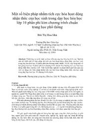 Một số biện pháp nhằm tích cực hóa họat động nhận thức của học sinh trong dạy học hóa học lớp 10 phần phi kim chương trình chuẩn trung học phổ thông