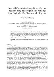 Một số biện pháp tạo hứng thú học tập cho học sinh trong dạy học phần văn bản Nhật dụng (Ngữ văn 12 - Chƣơng trình nâng cao)