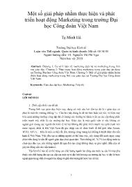 Một số giải pháp nhằm thực hiện và phát triển hoạt động Marketing trong trường Đại học Công đoàn Việt Nam