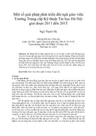 Một số giải pháp phát triển đội ngũ giáo viên Trường Trung cấp Kỹ thuật Tin học Hà Nội giai đoạn 2011 đến 2015