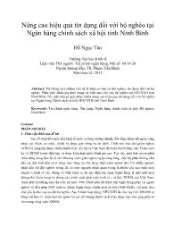 Nâng cao hiệu quả tín dụng đối với hộ nghèo tại Ngân hàng chính sách xã hội tỉnh Ninh Bình