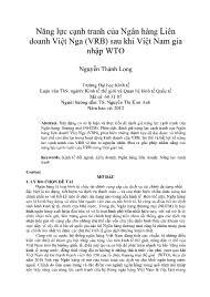 Năng lực cạnh tranh của Ngân hàng Liên doanh Việt Nga (VRB) sau khi Việt Nam gia nhập WTO