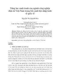Năng lực cạnh tranh của ngành công nghệp điện tử Việt Nam trong bối cảnh hội nhập kinh tế quốc tế