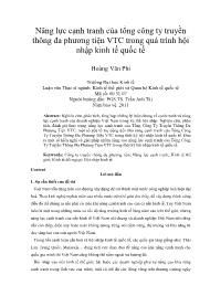 Năng lực cạnh tranh của tổng công ty truyền thông đa phương tiện VTC trong quá trình hội nhập kinh tế quốc tế