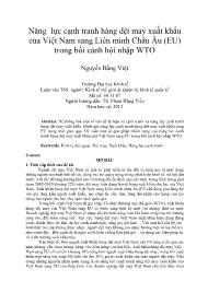 Năng lực cạnh tranh hàng dệt may xuất khẩu của Việt Nam sang Liên minh Châu Âu (EU) trong bối cảnh hội nhập WTO