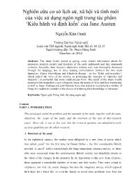 Nghiên cứu cơ sở lịch sử, xã hội và tính mới của việc sử dụng ngôn ngữ trong tác phẩm „Kiêu hãnh và định kiến‟ của Jane Austen