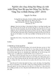 Nghiên cứu công chúng báo Đảng các tỉnh miền Đông Nam Bộ qua báo Đồng Nai, Bà Rịa -Vũng Tàu và Bình Dương (2007 -2010)
