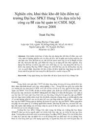 Nghiên cứu, khai thác kho dữ liệu điểm tại trường Đại học SPKT Hưng Yên dựa trên bộ công cụ BI của hệ quản trị CSDL SQL Server 2008