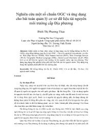 Nghiên cứu một số chuẩn OGC và ứng dụng cho bài toán quản lý cơ sở dữ liệu tài nguyên môi trường cấp Địa phương