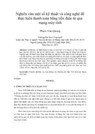 Nghiên cứu một số kỹ thuật và công nghệ để thực hiện thanh toán bằng tiền điện tử qua mạng máy tính