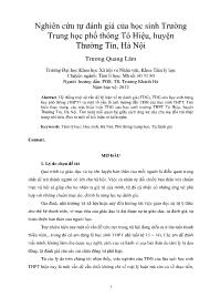 Nghiên cứu tự đánh giá của học sinh Trường Trung học phổ thông Tô Hiệu, huyện Thường Tín, Hà Nội