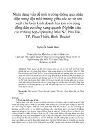 Nhận dạng vấn đề môi trường thông qua nhận diện xung đột môi trường giữa các cơ sở sản xuất chế biến kinh doanh hải sản với cộng đồng dân cư sống xung quanh (Nghiên cứu các trường hợp ở phường Mũi Né, Phú Hải, TP. Phan Thiết, Bình Thuận)