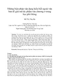 Những biện pháp vận dụng hiểu biết ngoài văn bản để giải mã tác phẩm văn chương ở trung học phổ thông