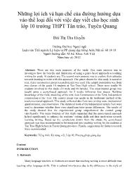Những lợi ích và hạn chế của đường hướng dựa vào thể loại đối với việc dạy viết cho học sinh lớp 10 trường THPT Tân trào, Tuyên Quang