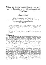 Những rào cản đối với chuyển giao công nghệ qua các dự án đầu tư trực tiếp nước ngoài tại Việt Nam