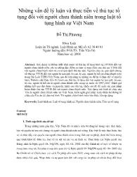 Những vấn đề lý luận và thực tiễn về thủ tục tố tụng đối với người chưa thành niên trong luật tố tụng hình sự Việt Nam