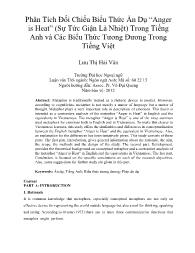 Phân Tích Ðối Chiếu Biểu Thức Ẩn Dụ “Anger is Heat” (Sự Tức Giận Là Nhiệt) Trong Tiếng Anh và Các Biểu Thức Tương Ðương Trong Tiếng Việt