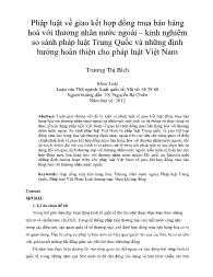 Pháp luật về giao kết hợp đồng mua bán hàng hoá với thương nhân nước ngoài – kinh nghiệm so sánh pháp luật Trung Quốc và những định hướng hoàn thiện cho pháp luật Việt Nam