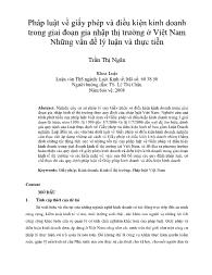 Pháp luật về giấy phép và điều kiện kinh doanh trong giai đoạn gia nhập thị trường ở Việt Nam Những vấn đề lý luận và thực tiễn