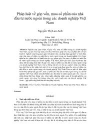 Pháp luật về góp vốn, mua cổ phần của nhà đầu tư nước ngoài trong các doanh nghiệp Việt Nam