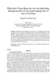Pháp luật về hoạt động cho vay của nhân hàng thương mại đối với các doanh nghiệp nhỏ và vừa ở Việt Nam