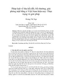 Pháp luật về thu hồi đất, bồi thường, giải phóng mặt bằng ở Việt Nam hiện nay: Thực trạng và giải pháp