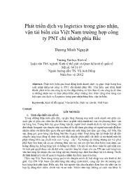 Phát triển dịch vụ logictics trong giao nhận, vận tải biển của Việt Nam trường hợp công ty PNT chi nhánh phía Bắc