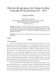 Phát triển đội ngũ giảng viên Trường Cao đẳng Công nghệ Hà Nội giai đoạn 2011 – 2015