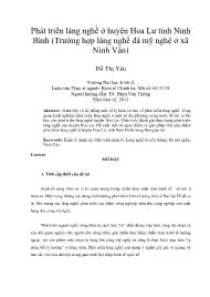 Phát triển làng nghề ở huyện Hoa Lư tỉnh Ninh Bình (Trường hợp làng nghề đá mỹ nghệ ở xã Ninh Vân)