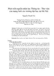 Phát triển nguồn nhân lực Thông tin - Thư viện của mạng lưới các trường đại học tại Hà Nội