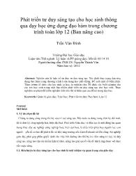 Phát triển tư duy sáng tạo cho học sinh thông qua dạy học ứng dụng đạo hàm trong chương trình toán lớp 12 (Ban nâng cao)