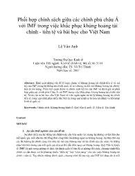Phối hợp chính sách giữa các chính phủ châu Á với IMF trong việc khắc phục khủng hoảng tài chính - Tiền tệ và bài học cho Việt Nam