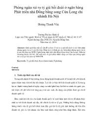 Phòng ngừa rủi ro tỷ giá hối đoái ở ngân hàng Phát triển nhà Đồng bằng song Cửu Long chi nhánh Hà Nội