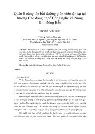 Quản lí công tác bồi dưỡng giáo viên tập sự tại trường Cao đẳng nghề Công nghệ và Nông lâm Đông Bắc