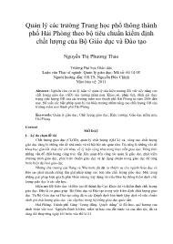 Quản lý các trường Trung học phổ thông thành phố Hải Phòng theo bộ tiêu chuẩn kiểm định chất lượng của Bộ Giáo dục và Đào tạo