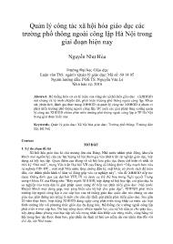 Quản lý công tác xã hội hóa giáo dục các trường phổ thông ngoài công lập Hà Nội trong giai đoạn hiện nay