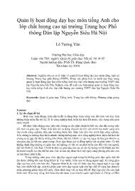 Quản lý họat động dạy học môn tiếng Anh cho lớp chất lượng cao tại trường Trung học Phổ thông Dân lập Nguyễn Siêu Hà Nội