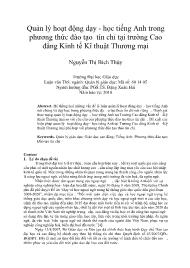 Quản lý hoạt động dạy - Học tiếng Anh trong phương thức đào tạo tín chỉ tại trường Cao đẳng Kinh tế Kĩ thuật Thương mại