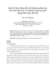 Quản lý hoạt động đổi mới phương pháp dạy học môn Hóa học ở Trường Trung học phổ thông Mê Linh, Hà Nội