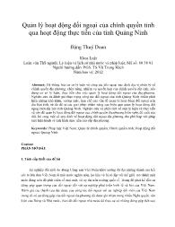 Quản lý hoạt động đối ngoại của chính quyền tỉnh qua hoạt động thực tiễn của tỉnh Quảng Ninh