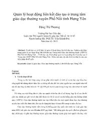 Quản lý hoạt động liên kết đào tạo ở trung tâm giáo dục thường xuyên Phố Nối tỉnh Hưng Yên