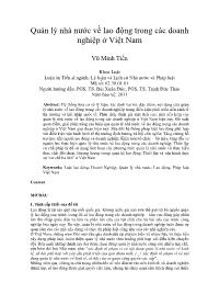 Quản lý nhà nƣớc về lao động trong các doanh nghiệp ở Việt Nam
