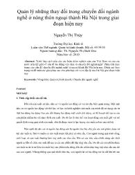 Quản lý những thay đổi trong chuyển đổi ngành nghề ở nông thôn ngoại thành Hà Nội trong giai đoạn hiện nay