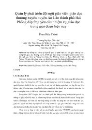 Quản lý phát triển đội ngũ giáo viên giáo dục thường xuyên huyện An Lão thành phố Hải Phòng đáp ứng yêu cầu nhiệm vụ giáo dục trong giai đoạn hiện nay