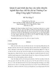 Quản lý quá trình dạy học các môn chuyên ngành theo học chế tín chỉ tại Trường Cao đẳng Công nghệ Viettronics