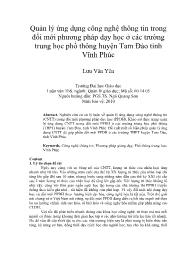 Quản lý ứng dụng công nghệ thông tin trong đổi mới phương pháp dạy học ở các trường trung học phổ thông huyện Tam Đảo tỉnh Vĩnh Phúc