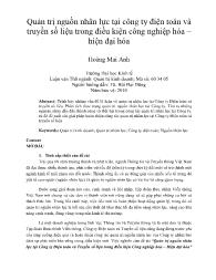 Quản trị nguồn nhân lực tại công ty điện toán và truyền số liệu trong điều kiện công nghiệp hóa – hiện đại hóa