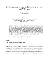 Quyền lao động trong pháp luật quốc tế và pháp luật Việt Nam